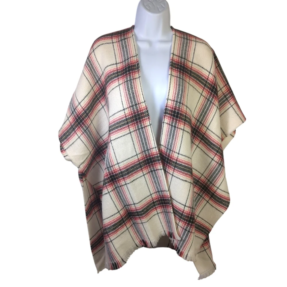 Ann Taylor LOFT Plaid Poncho / Wrap Scarf NEW with Tags - Picture 3 of 8